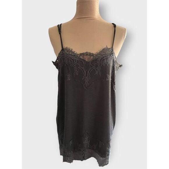 Willow Root Women’s Large Lace Trim Dark Gray Sleeveless Cami Camisole Top - Picture 1 of 8